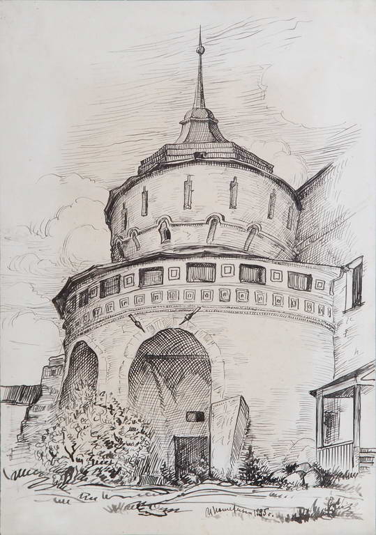 Башня Покровского монастыря. Рисунок И.Н. Потехина 1935 год.
