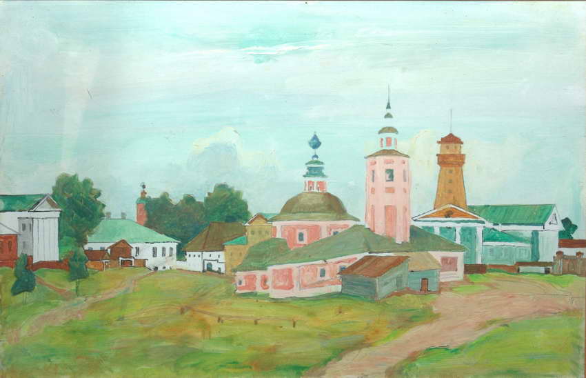 Картина П.Д. Бучкина "Церковь вознесения" из серии "Старый Углич"