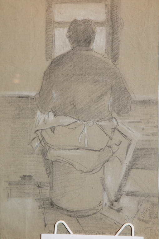 Мой отец за работой 1918 год. Рисунок И.Н. Потехина, бумага, карандаш
