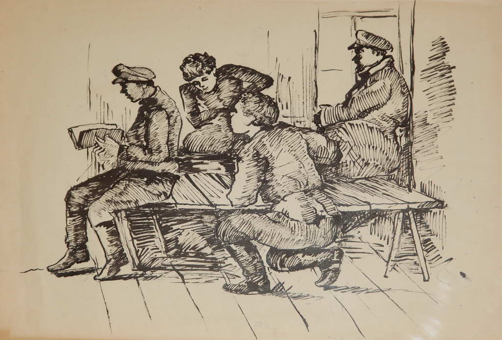 Красная армия  1919 год. Рисунок И.Н. Потехина ,  бумага, тушь