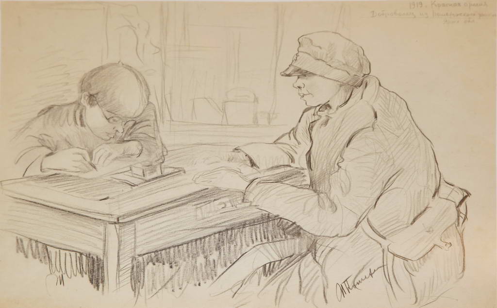 Красная армия  "Доброволец" . 1919 год. Рисунок И.Н. Потехина ,  бумага карандаш