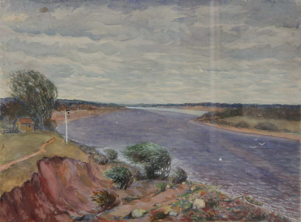Пейзаж. Волга Акварель 1936 г. Рисунок И. Н. Потехина