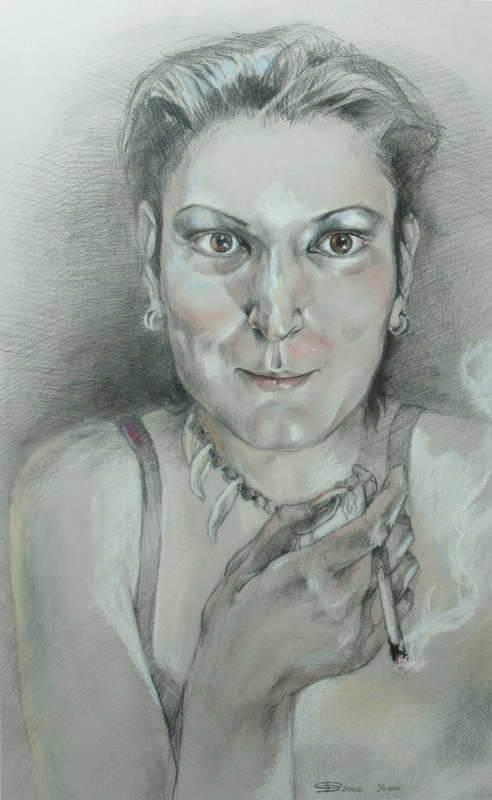 Рисунок Дарьи Чужой "Колдунья"  Рисунок карандаш, пастель.