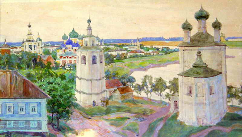 "Старый Углич"   Бумага, акварель 1924 г. картина П.Д. Бучкина