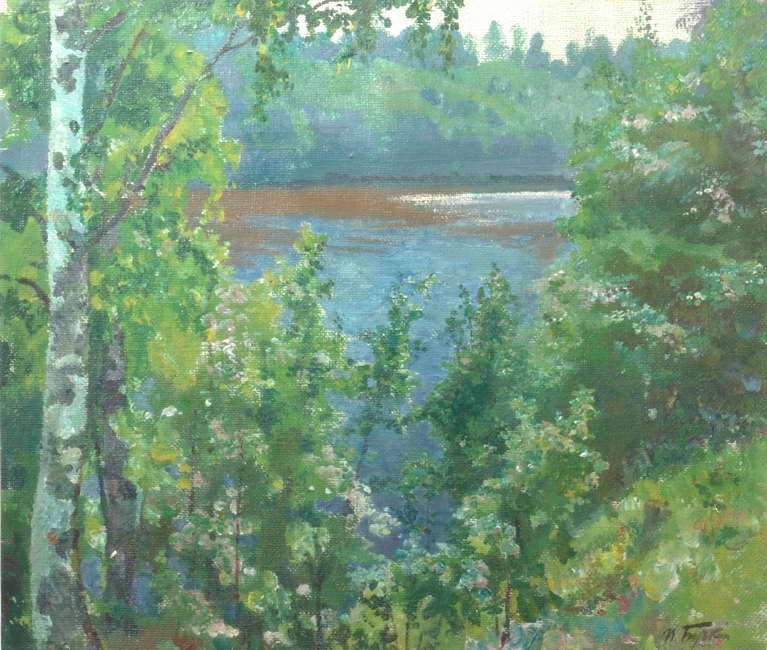 Картина П.Д. Бучкина "Лесное озеро"